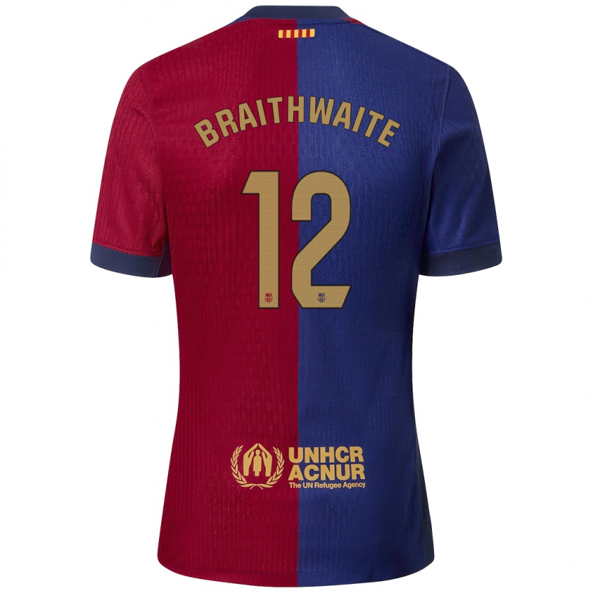 Niño Camiseta Martin Braithwaite #12 Azul Rojo 1ª Equipación 2024/25 La Camisa México