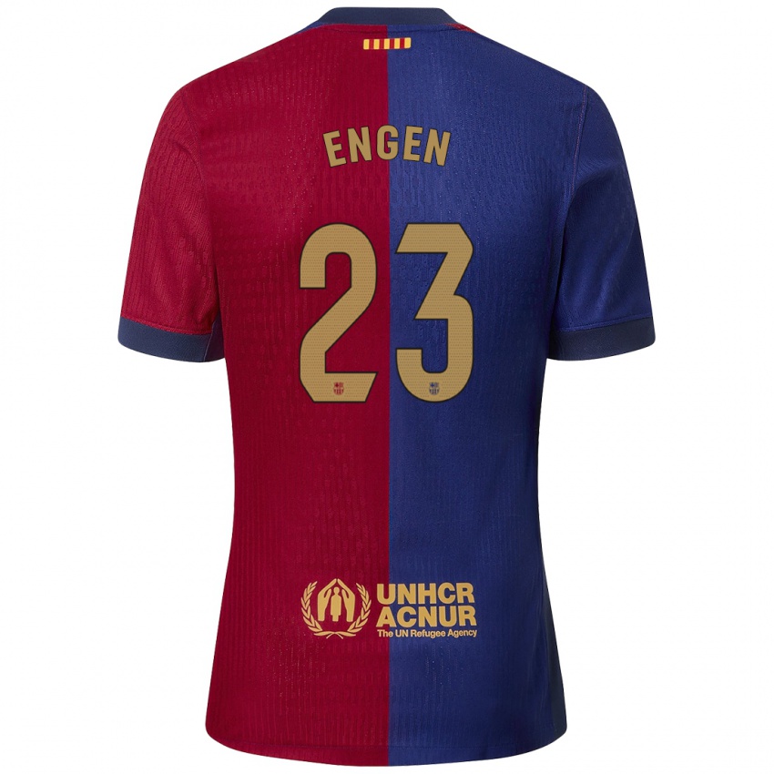 Niño Camiseta Ingrid Engen #23 Azul Rojo 1ª Equipación 2024/25 La Camisa México