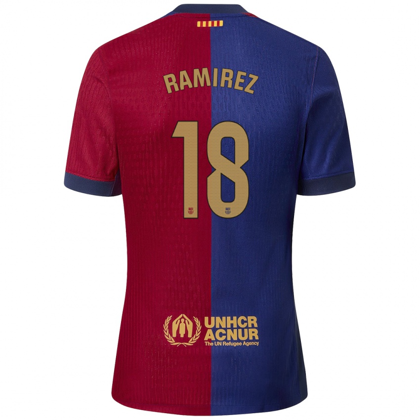 Niño Camiseta Emma Ramirez #18 Azul Rojo 1ª Equipación 2024/25 La Camisa México