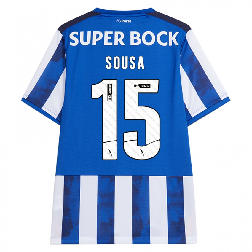 Niño Camiseta Vasco Sousa #15 Azul Blanco 1ª Equipación 2024/25 La Camisa México