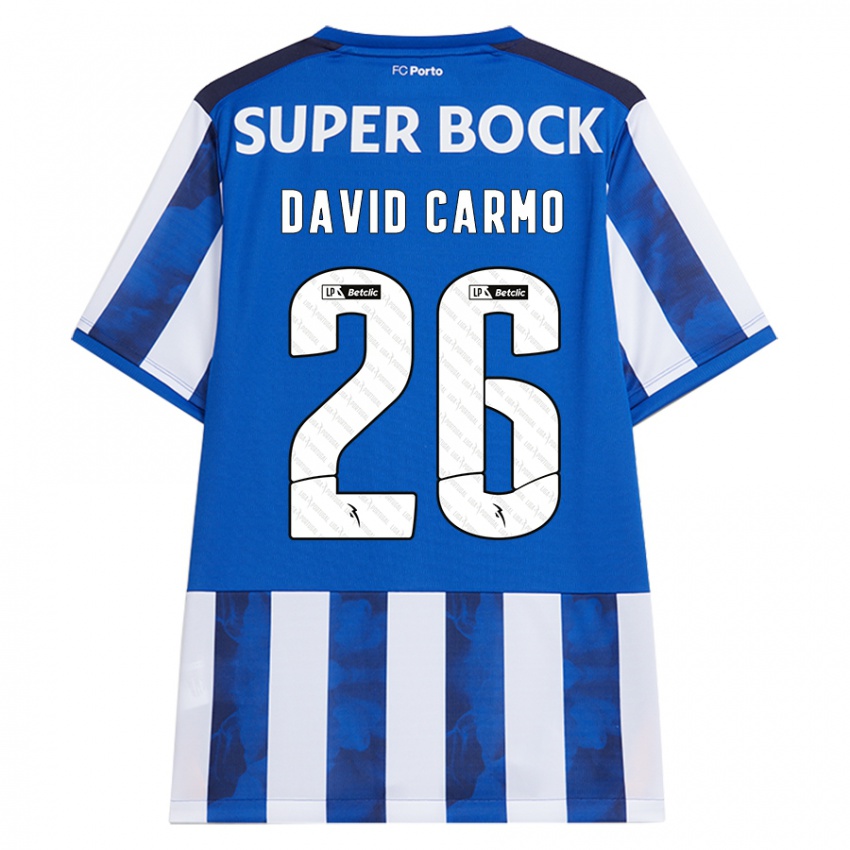 Niño Camiseta David Carmo #26 Azul Blanco 1ª Equipación 2024/25 La Camisa México