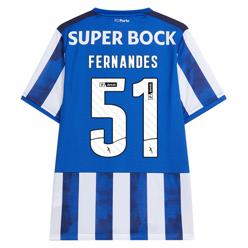 Niño Camiseta Diogo Fernandes #51 Azul Blanco 1ª Equipación 2024/25 La Camisa México