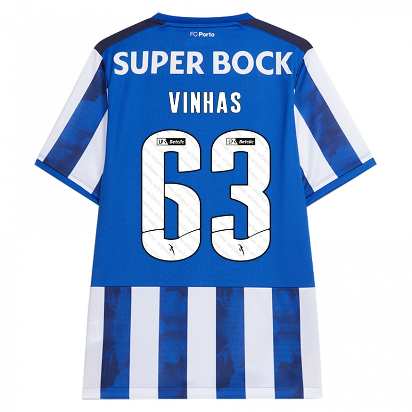 Niño Camiseta David Vinhas #63 Azul Blanco 1ª Equipación 2024/25 La Camisa México