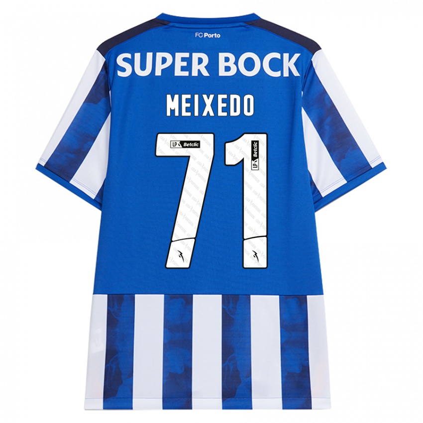 Niño Camiseta Francisco Meixedo #71 Azul Blanco 1ª Equipación 2024/25 La Camisa México