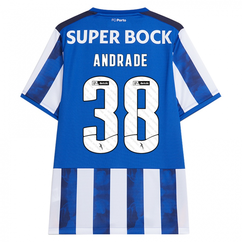 Niño Camiseta Fernando Andrade #38 Azul Blanco 1ª Equipación 2024/25 La Camisa México