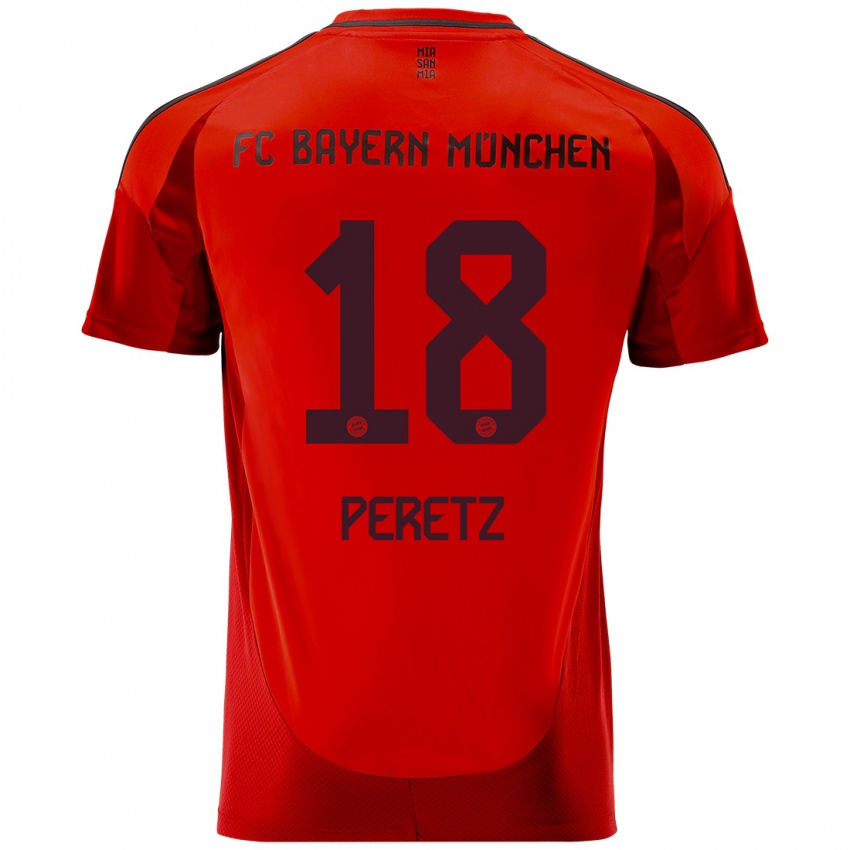 Niño Camiseta Daniel Peretz #18 Rojo 1ª Equipación 2024/25 La Camisa México