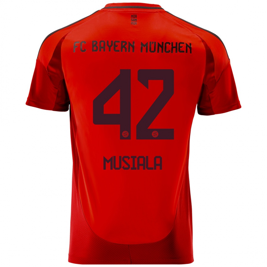 Niño Camiseta Jamal Musiala #42 Rojo 1ª Equipación 2024/25 La Camisa México