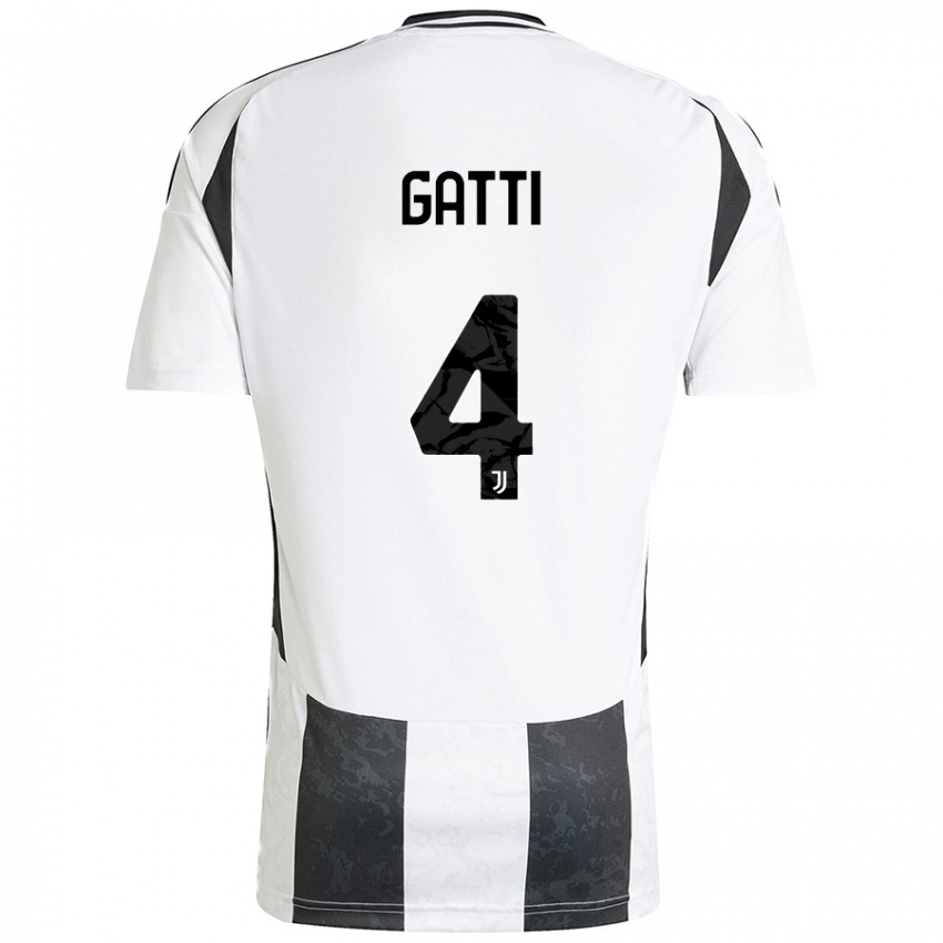 Niño Camiseta Federico Gatti #4 Blanco Negro 1ª Equipación 2024/25 La Camisa México