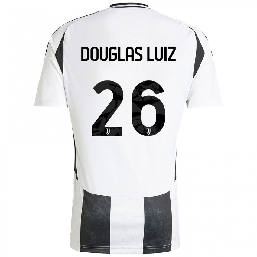 Niño Camiseta Douglas Luiz #26 Blanco Negro 1ª Equipación 2024/25 La Camisa México