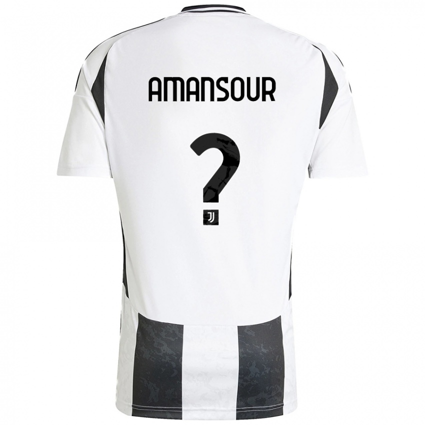 Niño Camiseta Adam Amansour #0 Blanco Negro 1ª Equipación 2024/25 La Camisa México