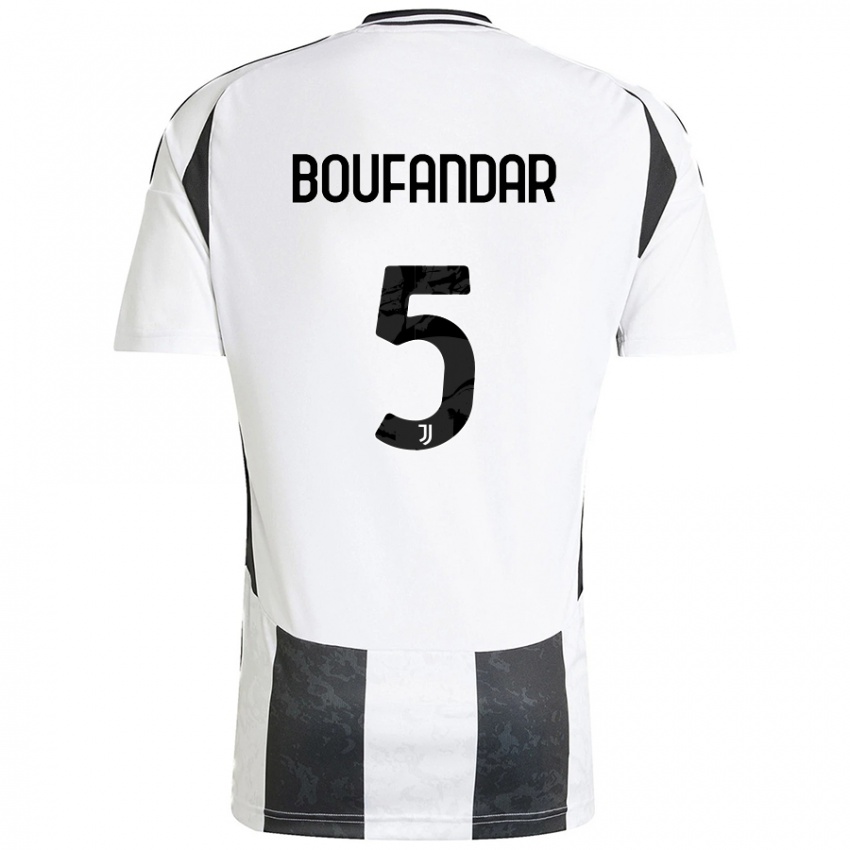 Niño Camiseta Adam Boufandar #5 Blanco Negro 1ª Equipación 2024/25 La Camisa México