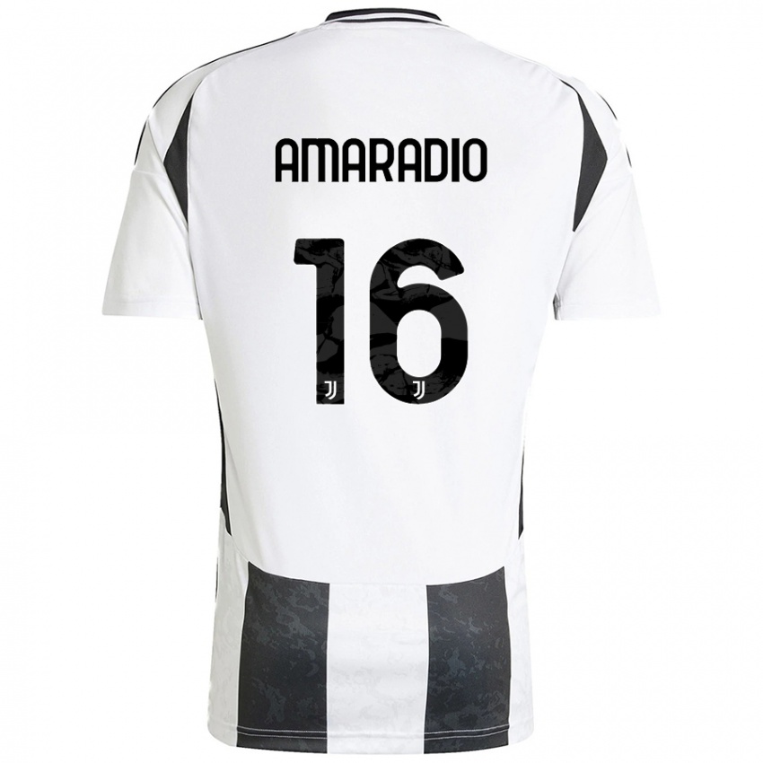 Niño Camiseta Luca Amaradio #16 Blanco Negro 1ª Equipación 2024/25 La Camisa México