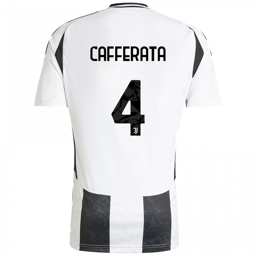 Niño Camiseta Federica Cafferata #4 Blanco Negro 1ª Equipación 2024/25 La Camisa México