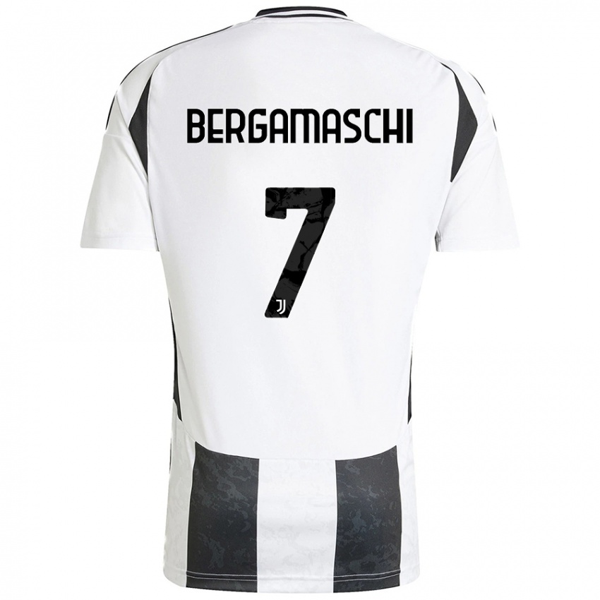 Niño Camiseta Valentina Bergamaschi #7 Blanco Negro 1ª Equipación 2024/25 La Camisa México