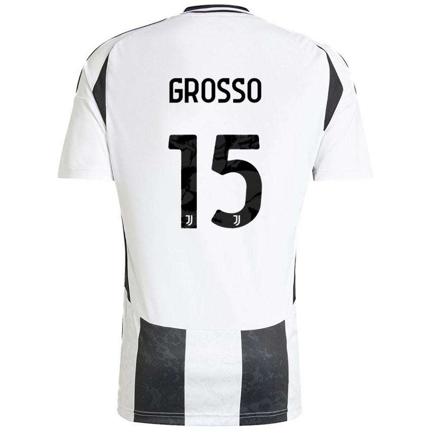 Niño Camiseta Julia Grosso #15 Blanco Negro 1ª Equipación 2024/25 La Camisa México