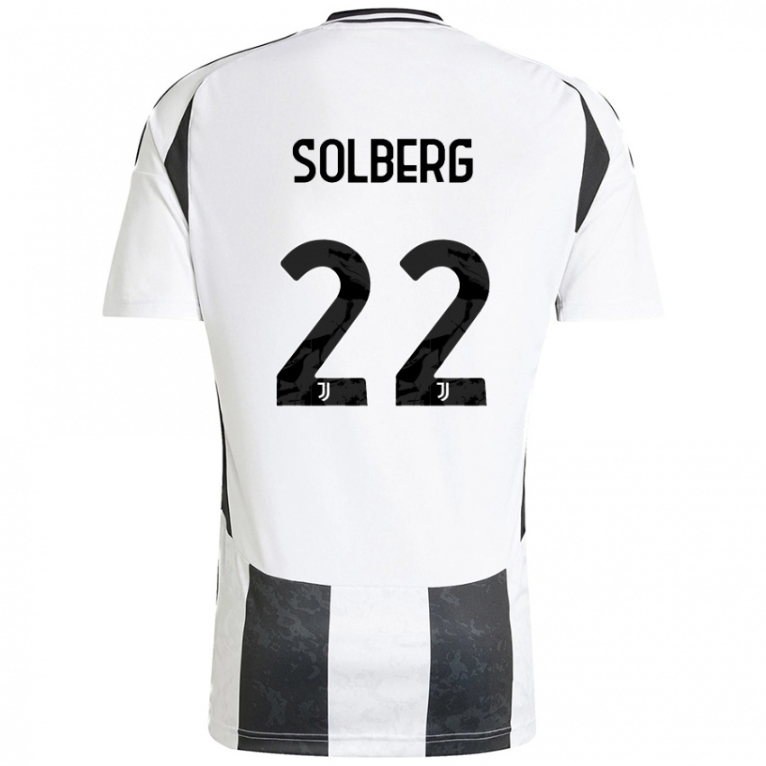 Niño Camiseta Elias Solberg #22 Blanco Negro 1ª Equipación 2024/25 La Camisa México