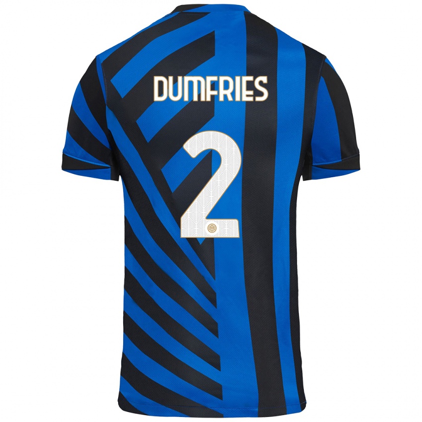 Niño Camiseta Denzel Dumfries #2 Azul Negro 1ª Equipación 2024/25 La Camisa México