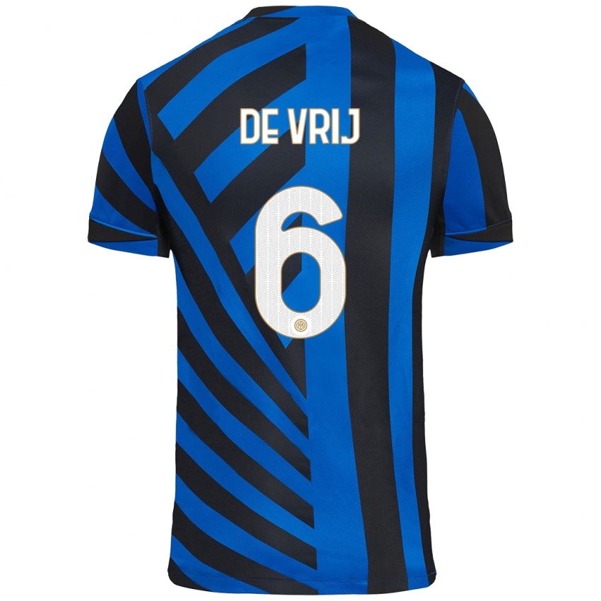 Niño Camiseta Stefan De Vrij #6 Azul Negro 1ª Equipación 2024/25 La Camisa México