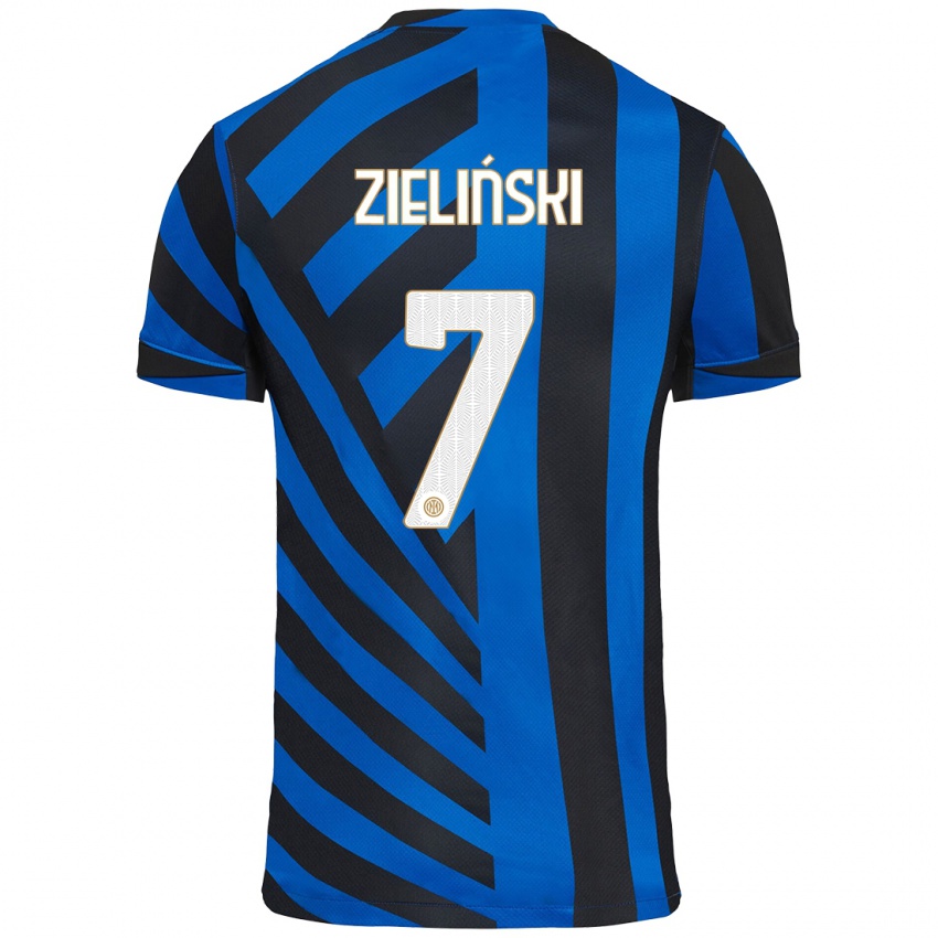 Niño Camiseta Piotr Zielinski #7 Azul Negro 1ª Equipación 2024/25 La Camisa México