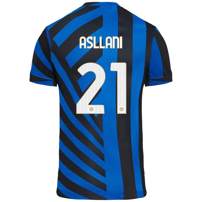 Niño Camiseta Kristjan Asllani #21 Azul Negro 1ª Equipación 2024/25 La Camisa México