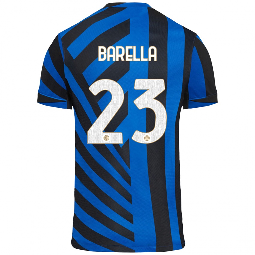 Niño Camiseta Nicolo Barella #23 Azul Negro 1ª Equipación 2024/25 La Camisa México