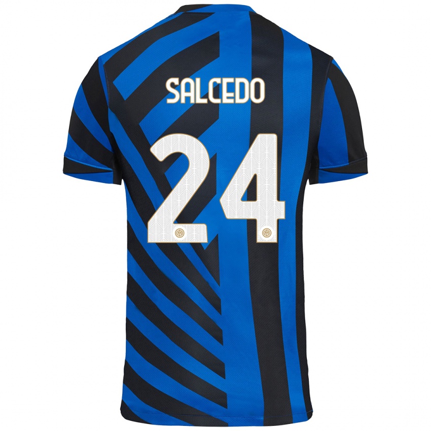 Niño Camiseta Eddie Salcedo #24 Azul Negro 1ª Equipación 2024/25 La Camisa México