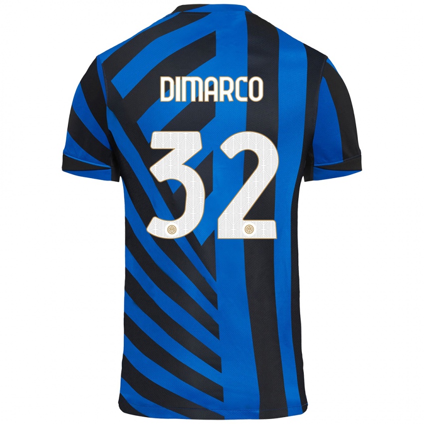 Niño Camiseta Federico Dimarco #32 Azul Negro 1ª Equipación 2024/25 La Camisa México