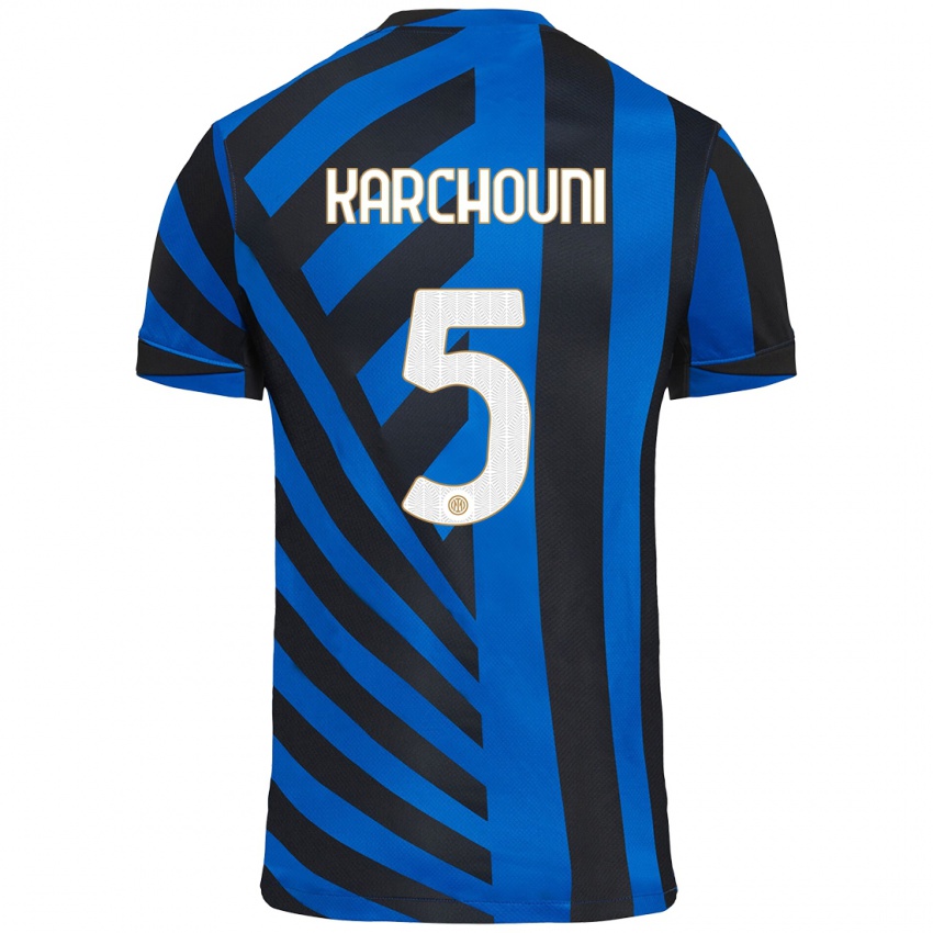 Niño Camiseta Ghoutia Karchouni #5 Azul Negro 1ª Equipación 2024/25 La Camisa México