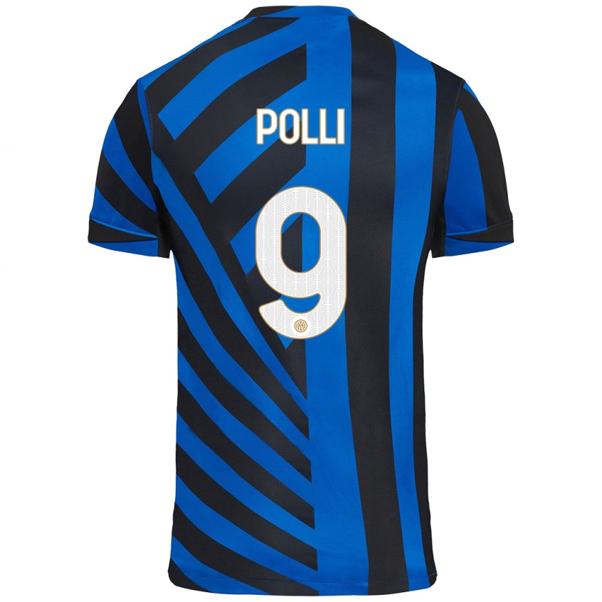 Niño Camiseta Elisa Polli #9 Azul Negro 1ª Equipación 2024/25 La Camisa México