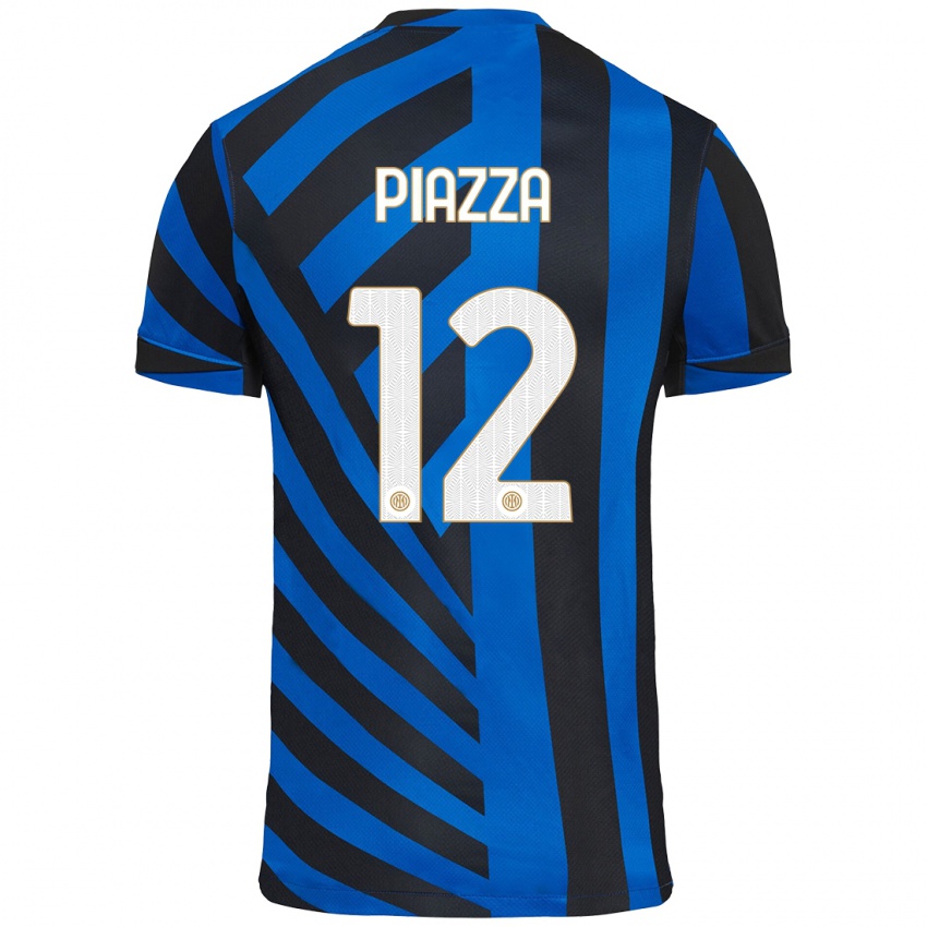 Niño Camiseta Alessia Piazza #12 Azul Negro 1ª Equipación 2024/25 La Camisa México