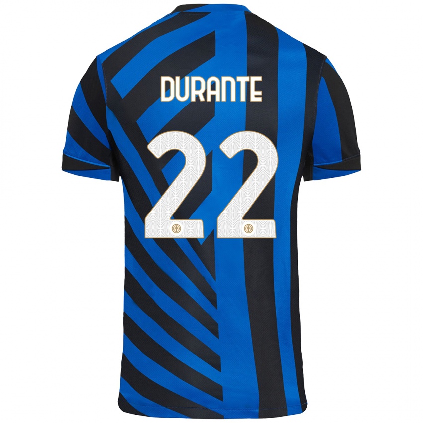 Niño Camiseta Francesca Durante #22 Azul Negro 1ª Equipación 2024/25 La Camisa México