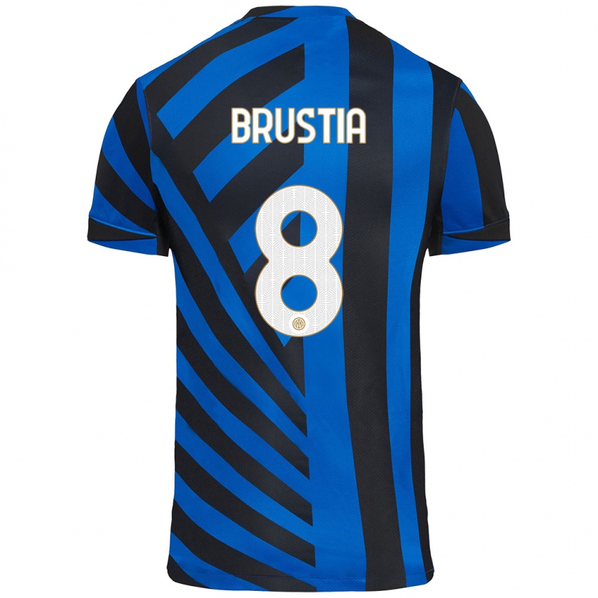 Niño Camiseta Martina Brustia #8 Azul Negro 1ª Equipación 2024/25 La Camisa México