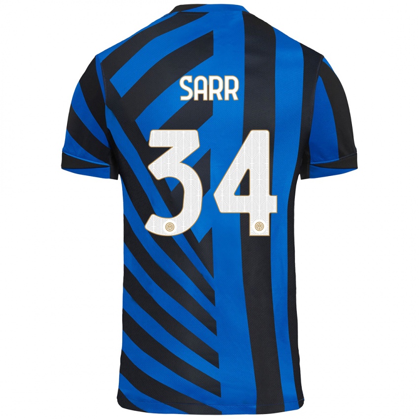 Niño Camiseta Amadou Sarr #34 Azul Negro 1ª Equipación 2024/25 La Camisa México