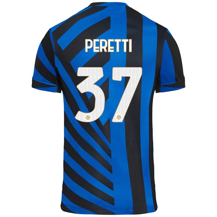 Niño Camiseta Lorenzo Peretti #37 Azul Negro 1ª Equipación 2024/25 La Camisa México