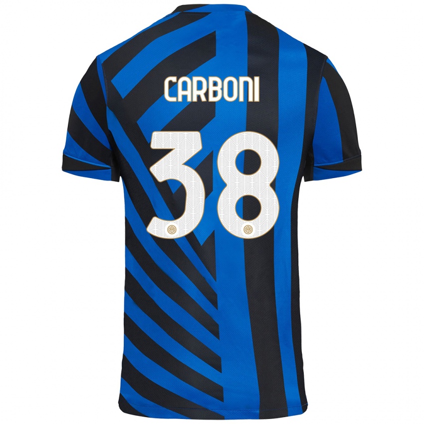 Niño Camiseta Valentin Carboni #38 Azul Negro 1ª Equipación 2024/25 La Camisa México