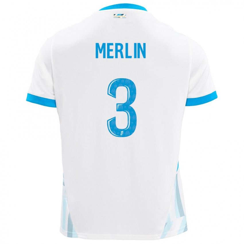 Niño Camiseta Quentin Merlin #3 Blanco Azul Cielo 1ª Equipación 2024/25 La Camisa México