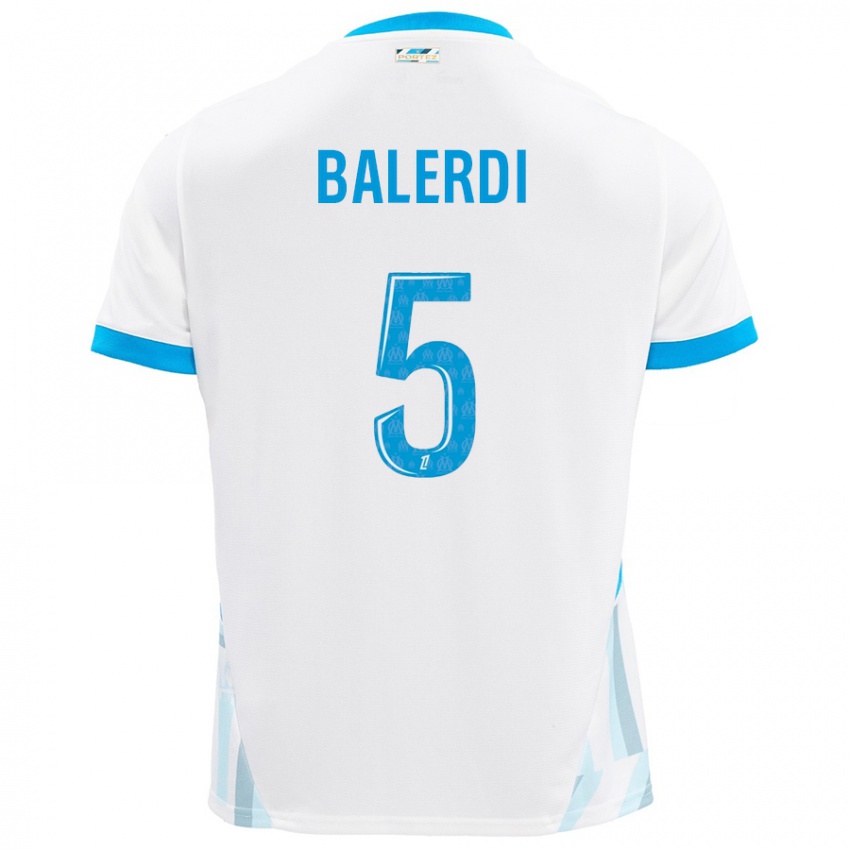 Niño Camiseta Leonardo Balerdi #5 Blanco Azul Cielo 1ª Equipación 2024/25 La Camisa México