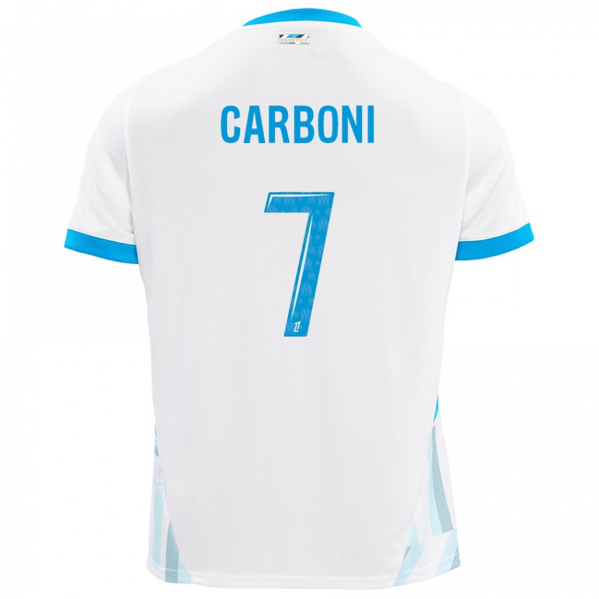 Niño Camiseta Valentín Carboni #7 Blanco Azul Cielo 1ª Equipación 2024/25 La Camisa México