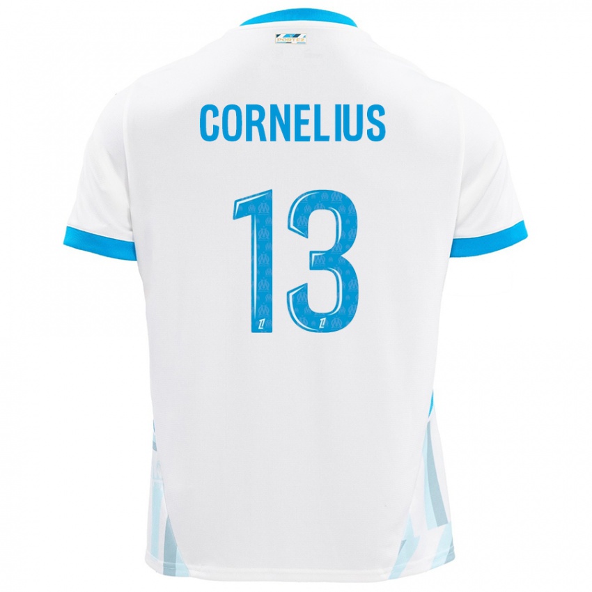 Niño Camiseta Derek Cornelius #13 Blanco Azul Cielo 1ª Equipación 2024/25 La Camisa México