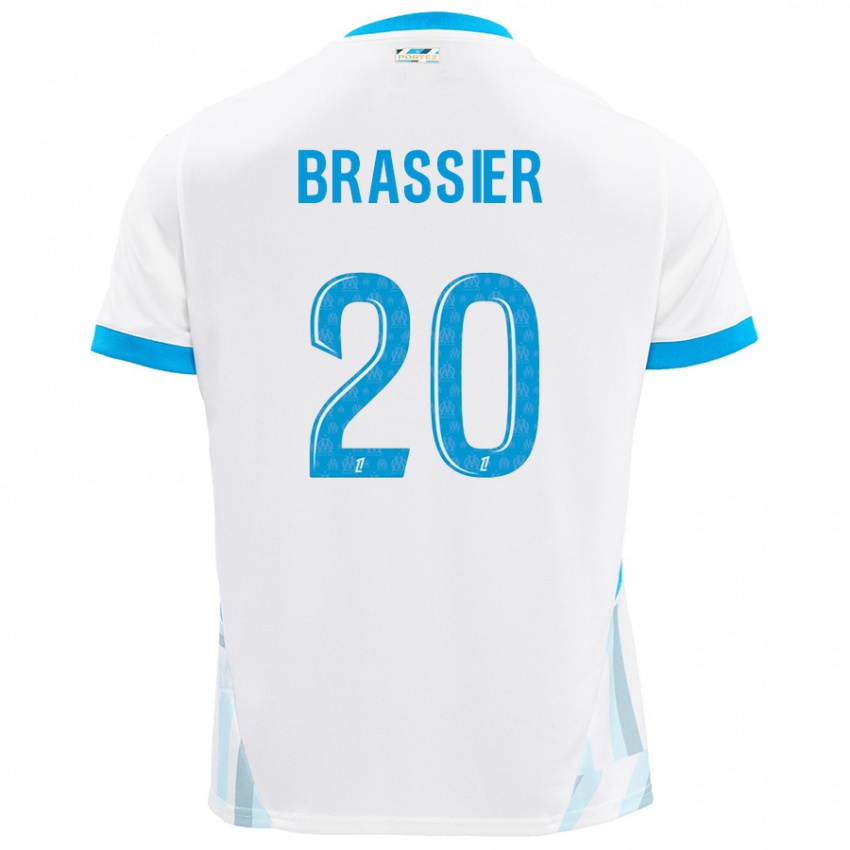 Niño Camiseta Lilian Brassier #20 Blanco Azul Cielo 1ª Equipación 2024/25 La Camisa México