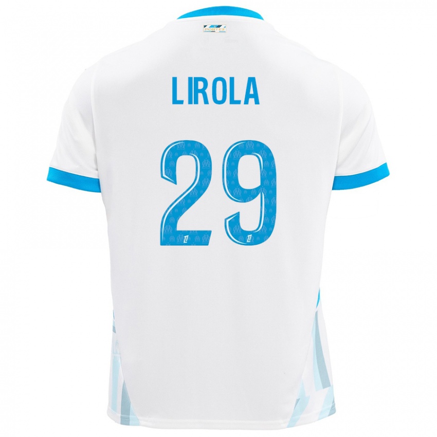 Niño Camiseta Pol Lirola #29 Blanco Azul Cielo 1ª Equipación 2024/25 La Camisa México