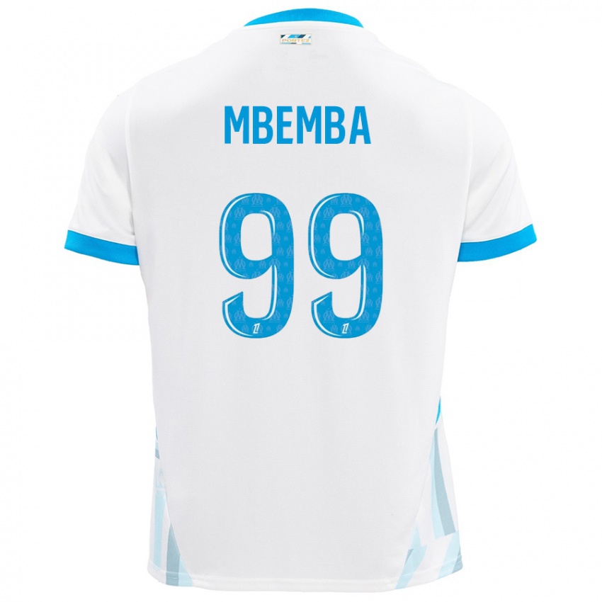 Niño Camiseta Chancel Mbemba #99 Blanco Azul Cielo 1ª Equipación 2024/25 La Camisa México