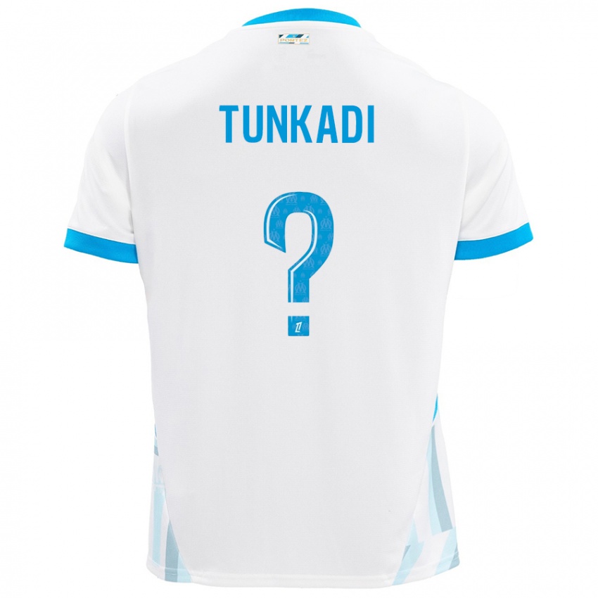 Niño Camiseta Alexandre Tunkadi #0 Blanco Azul Cielo 1ª Equipación 2024/25 La Camisa México