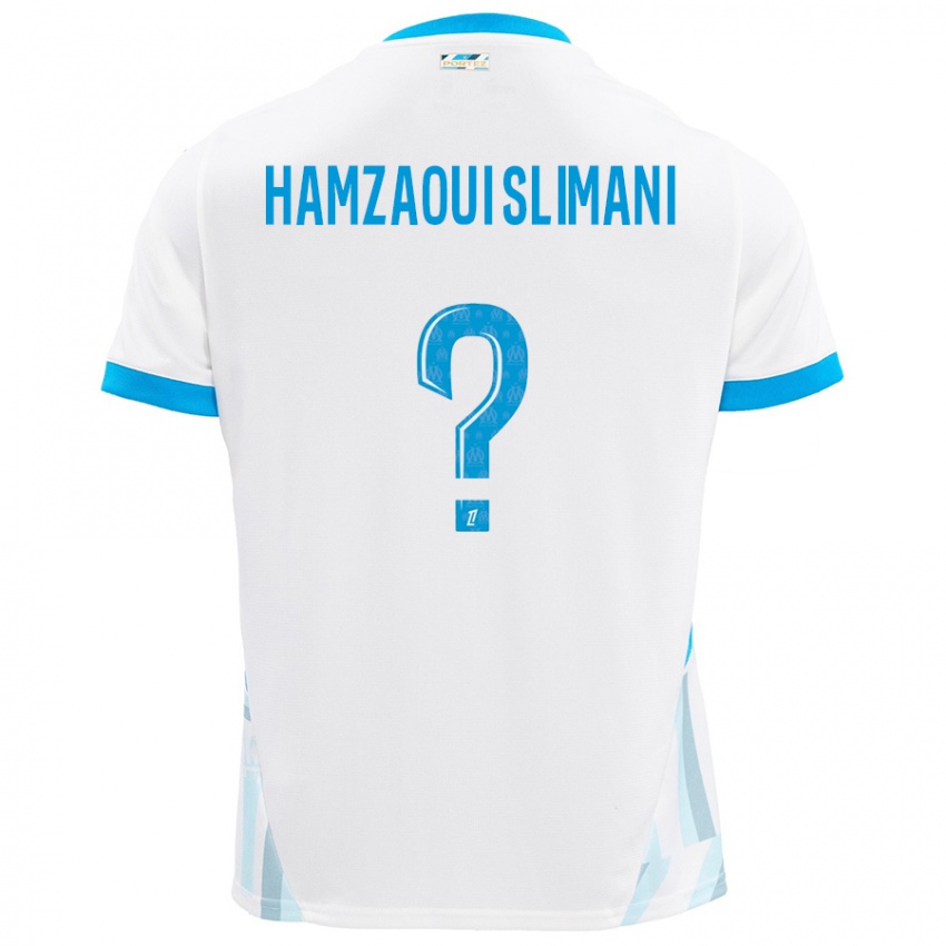 Niño Camiseta Hilan Hamzaoui Slimani #0 Blanco Azul Cielo 1ª Equipación 2024/25 La Camisa México