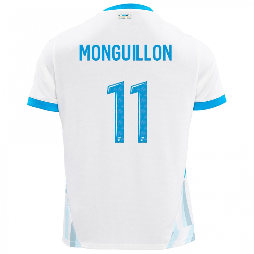 Niño Camiseta Coralie Monguillon #11 Blanco Azul Cielo 1ª Equipación 2024/25 La Camisa México