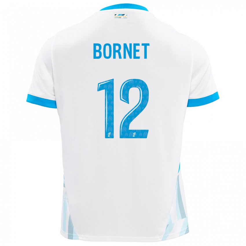 Niño Camiseta Camille Bornet #12 Blanco Azul Cielo 1ª Equipación 2024/25 La Camisa México