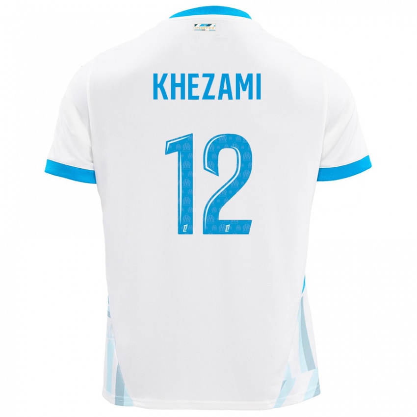 Niño Camiseta Roselène Khezami #12 Blanco Azul Cielo 1ª Equipación 2024/25 La Camisa México