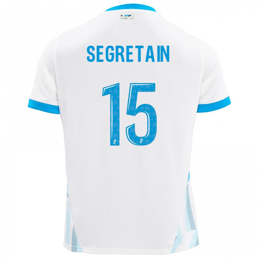 Niño Camiseta Julie Ségrétain #15 Blanco Azul Cielo 1ª Equipación 2024/25 La Camisa México