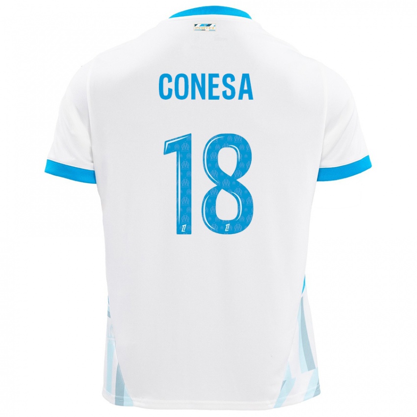 Niño Camiseta Anna Conesa #18 Blanco Azul Cielo 1ª Equipación 2024/25 La Camisa México