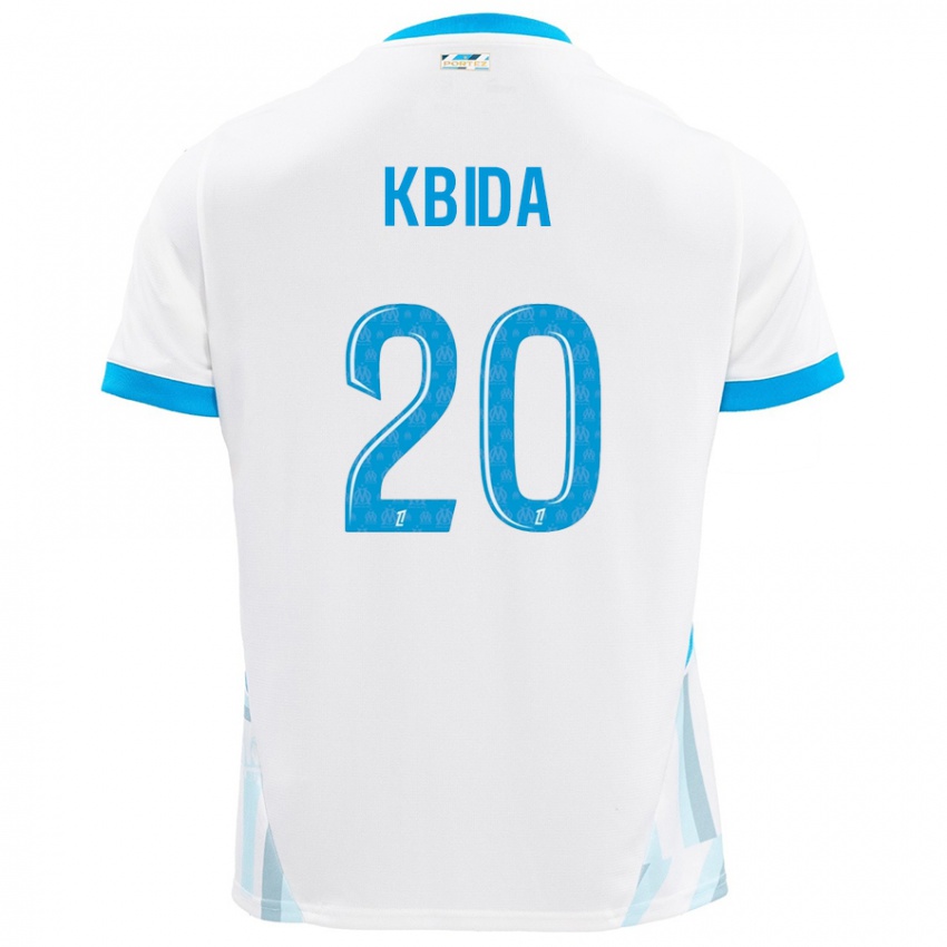 Niño Camiseta Inès Kbida #20 Blanco Azul Cielo 1ª Equipación 2024/25 La Camisa México